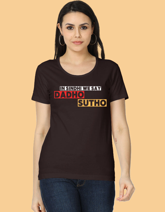 Dadho Sutho Sindhi Printed T-shirt for Women - Mannash Boutique